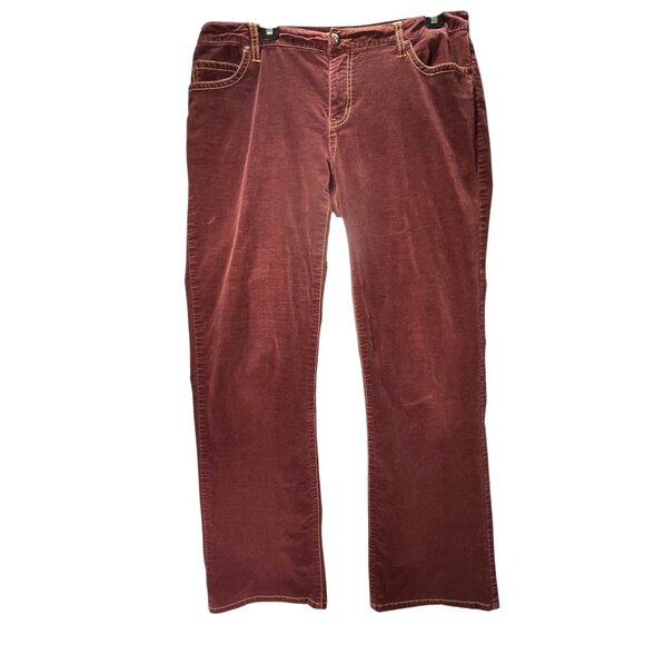 CAbi Burgundy Velour Pants 10 Velvet MidRise Straight Leg Rivets Gold Stitching - Picture 1 of 13